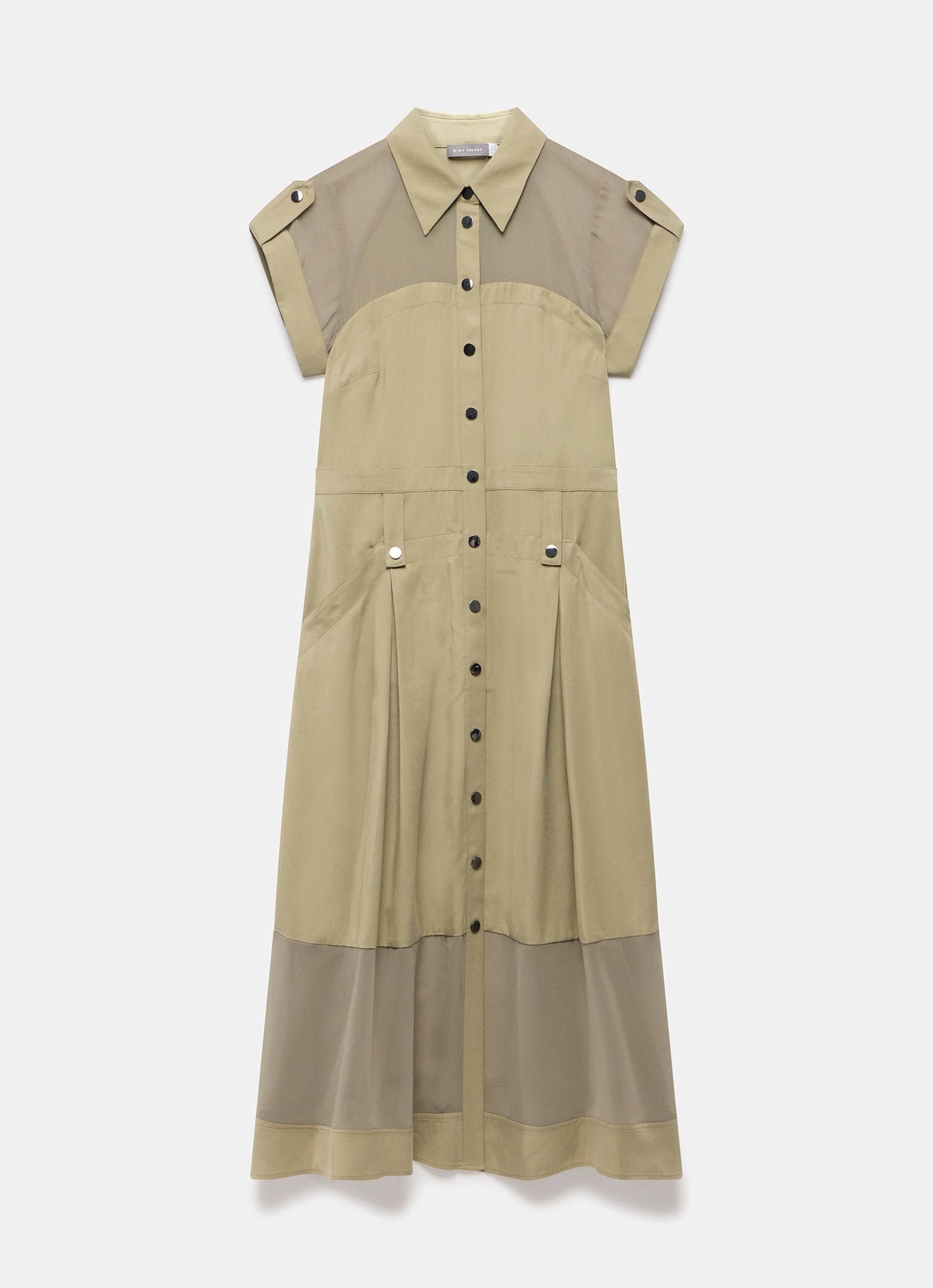 Khaki Utility Midi Dress