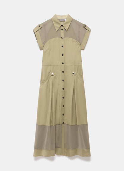 Khaki Utility Midi Dress