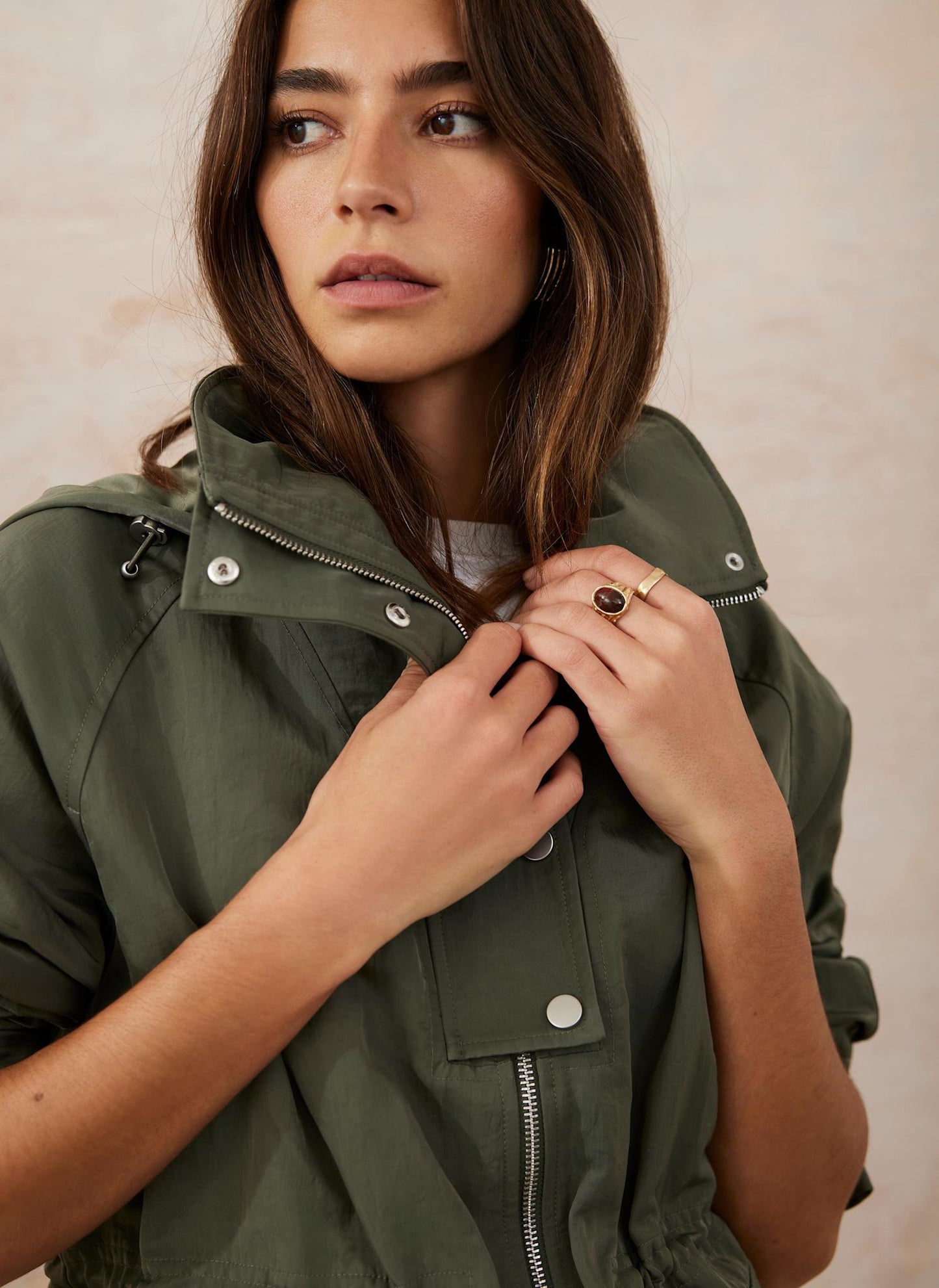 Khaki Utility Parka Coat