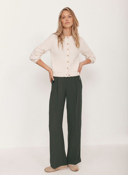 Green Tailored Wide Trousers