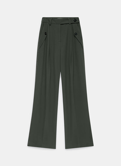 Green Tailored Wide Trousers