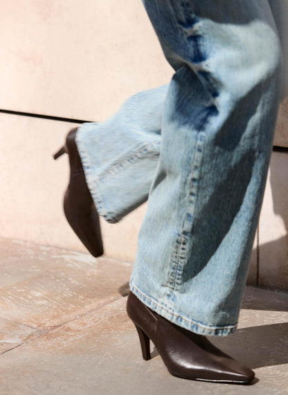 Leila Brown Leather Ankle Boots