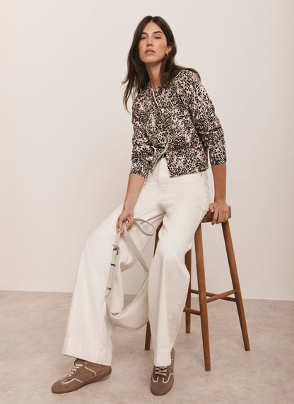 Leopard Print Cotton Cardigan