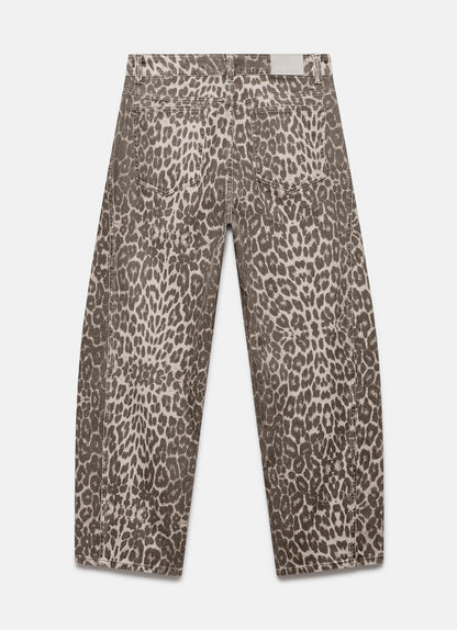 Leopard Print Barrel Leg Jeans