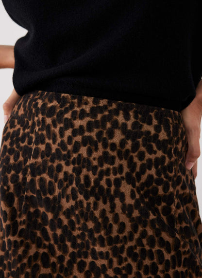 Leopard Print Velvet Mini Skirt