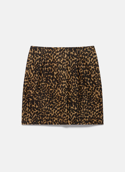 Leopard Print Velvet Mini Skirt