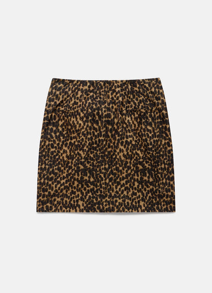 Leopard Print Velvet Mini Skirt