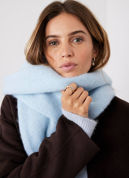 Blue Brushed Tassel Scarf