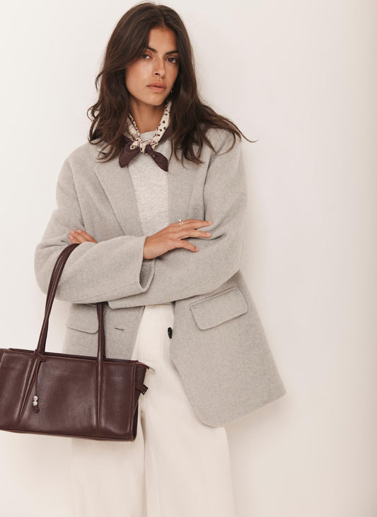 Light Grey Wool Blend Hand Finished Blazer