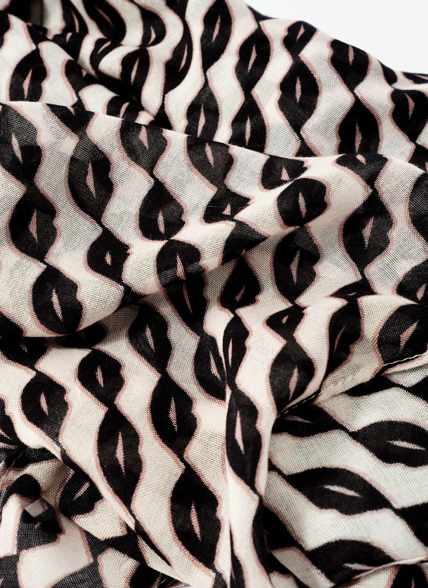 Navy Lip Print Lightweight Scarf