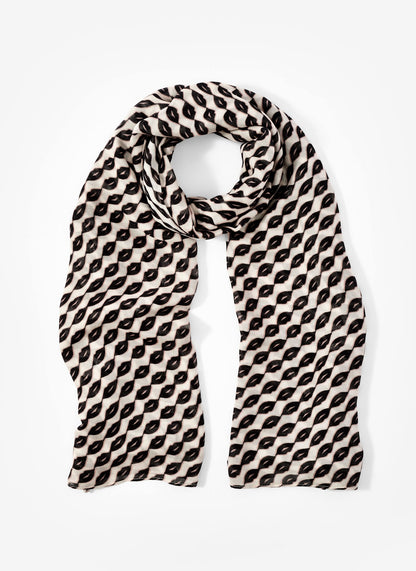 Navy Lip Print Lightweight Scarf