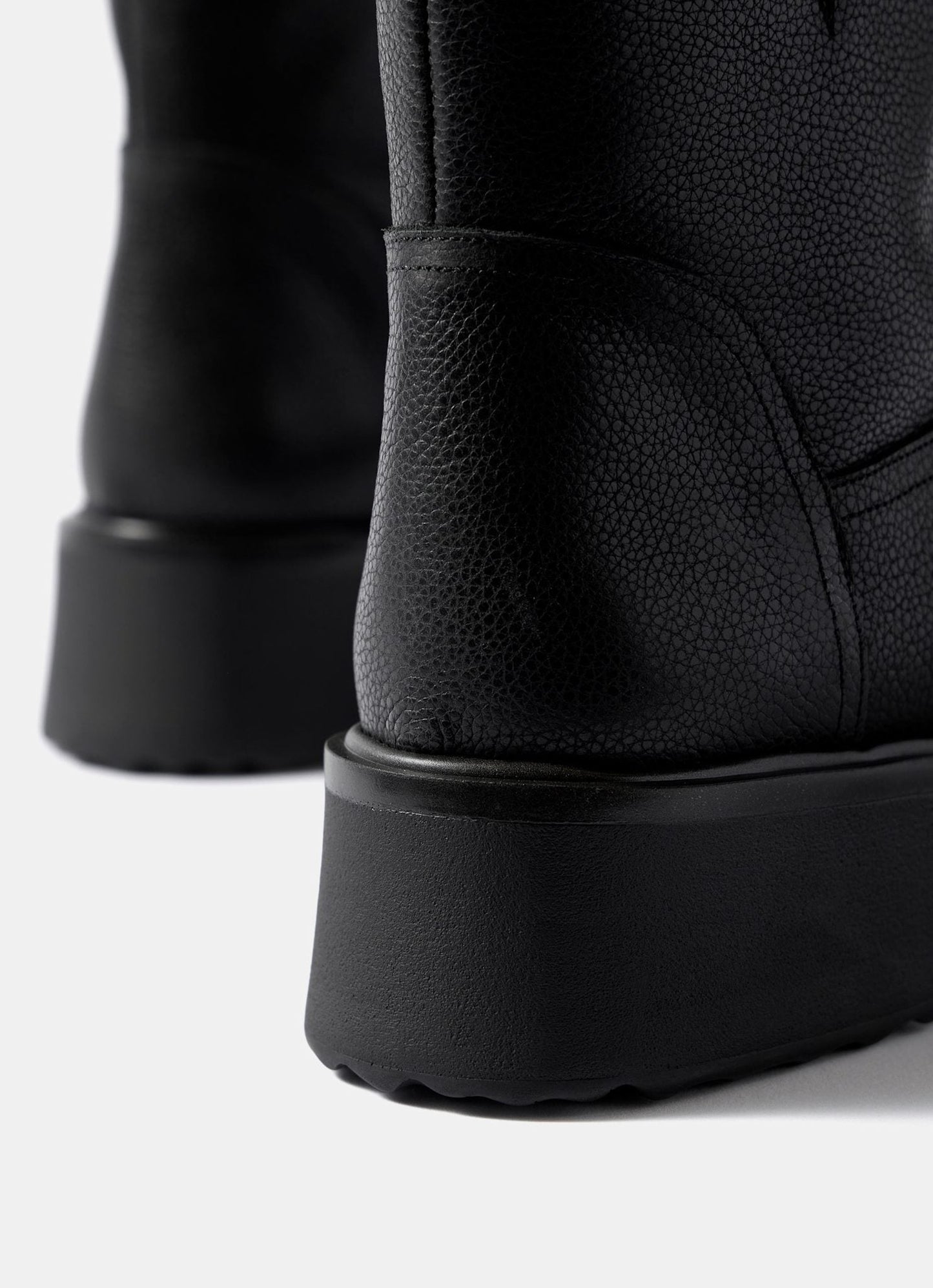 Lola Black Leather Wedge Biker Boots
