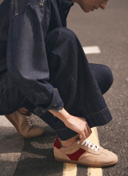 Lucia Neutral Suede Trainers
