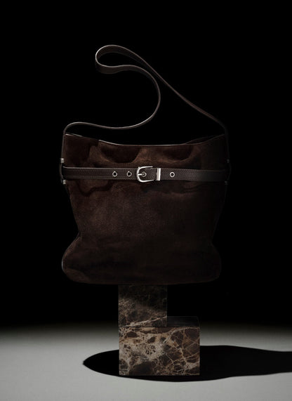 Maci Brown Suede Bucket Bag