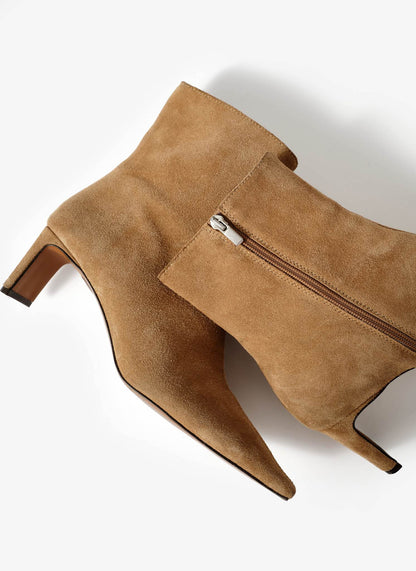 Macy Neutral Suede Ankle Boots