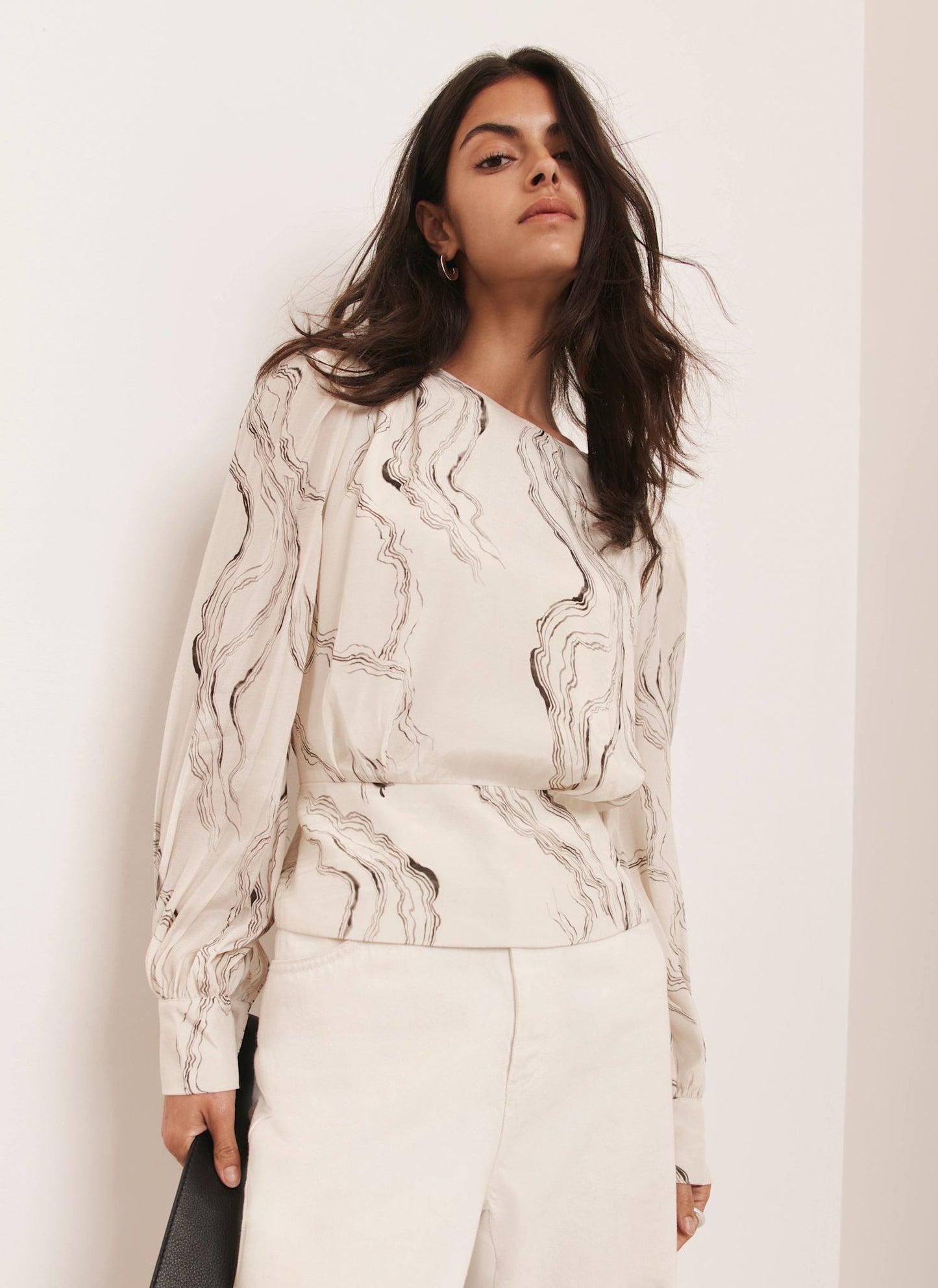 Cream Marble Print Blouse