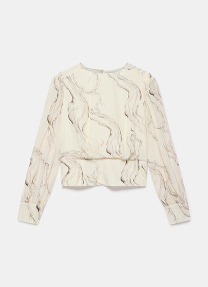 Cream Marble Print Blouse