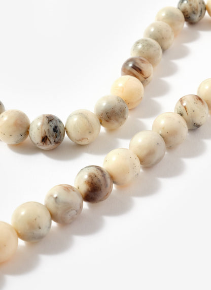 Cream Marbled Stone Beaded Necklace