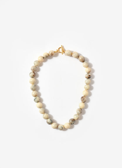Cream Marbled Stone Beaded Necklace