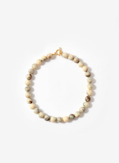 Cream Marbled Stone Beaded Necklace
