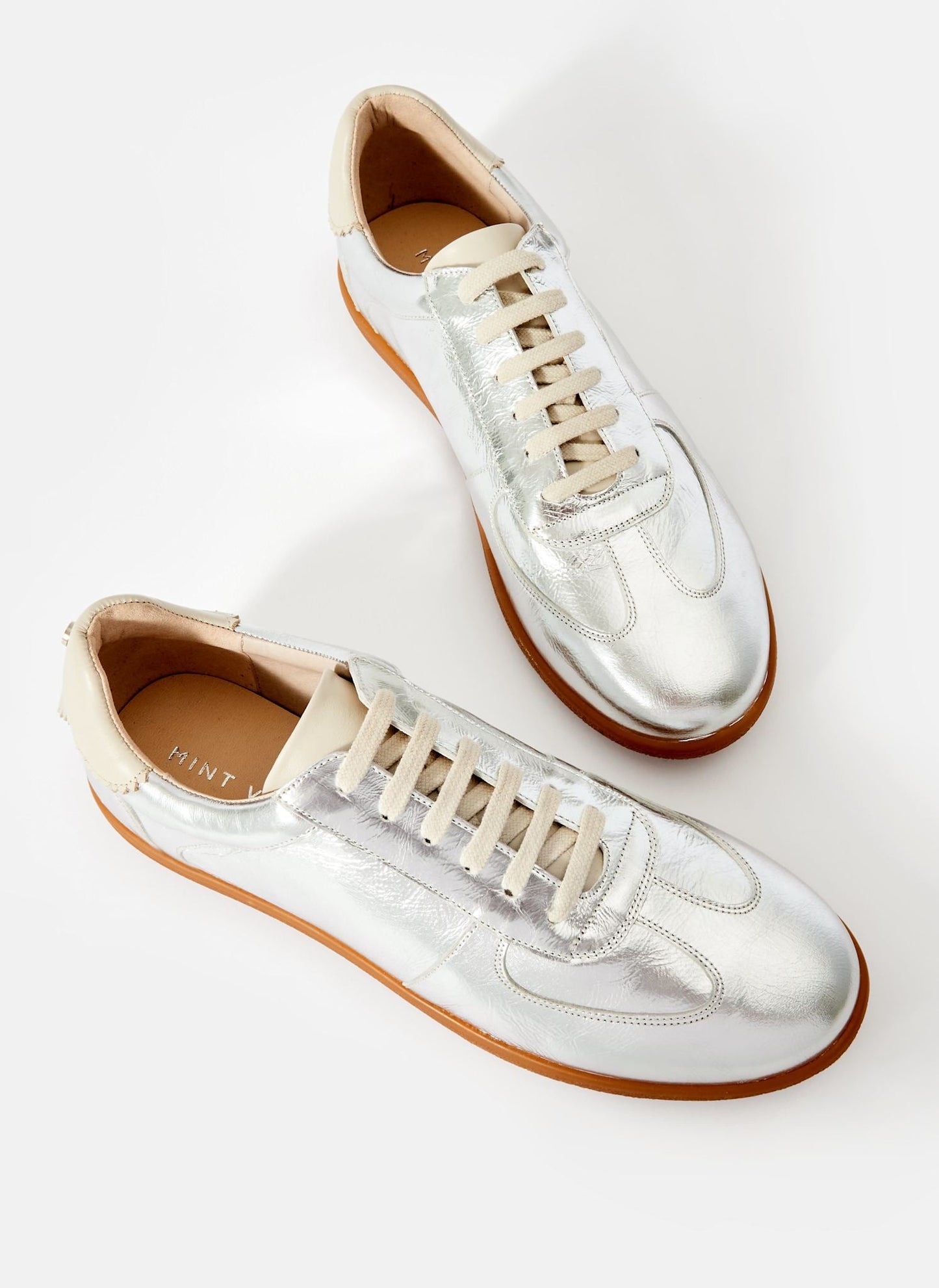 Mia Silver Leather Trainers
