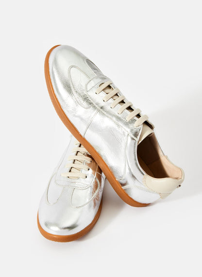 Mia Silver Leather Trainers