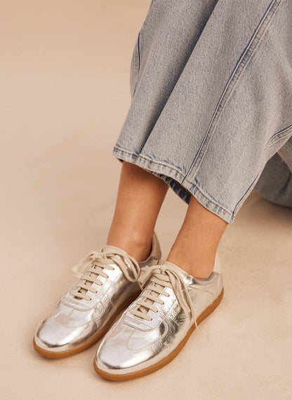 Mia Silver Leather Trainers