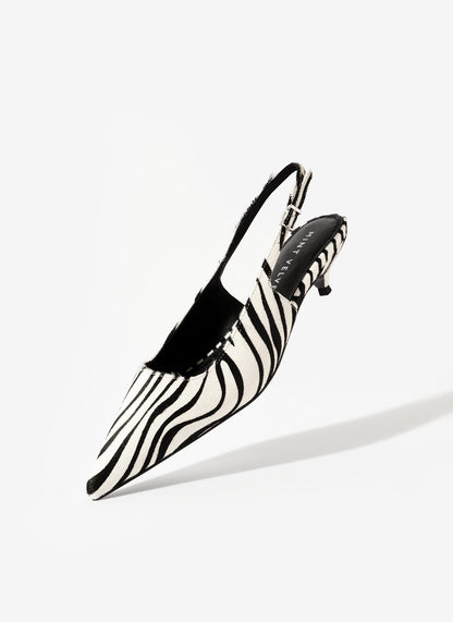 Mila Zebra Print Slingback Kitten Heels