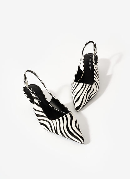 Mila Zebra Print Slingback Kitten Heels