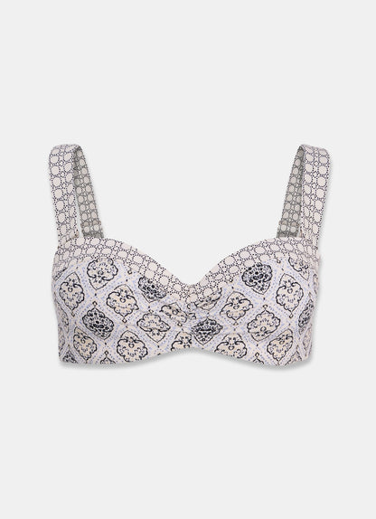 Blue Printed Bikini Top