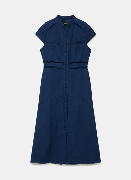 Navy Boucle Midi Dress