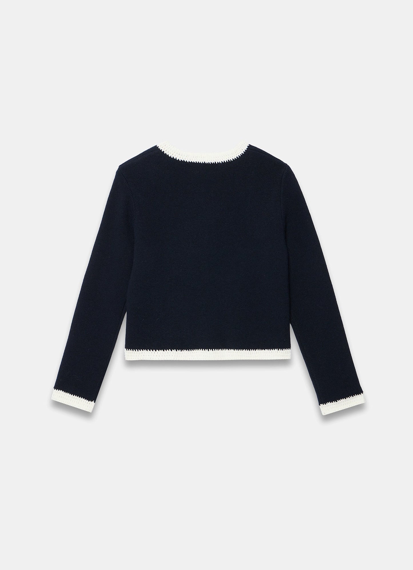 Navy Crochet Cotton Blend Jacket