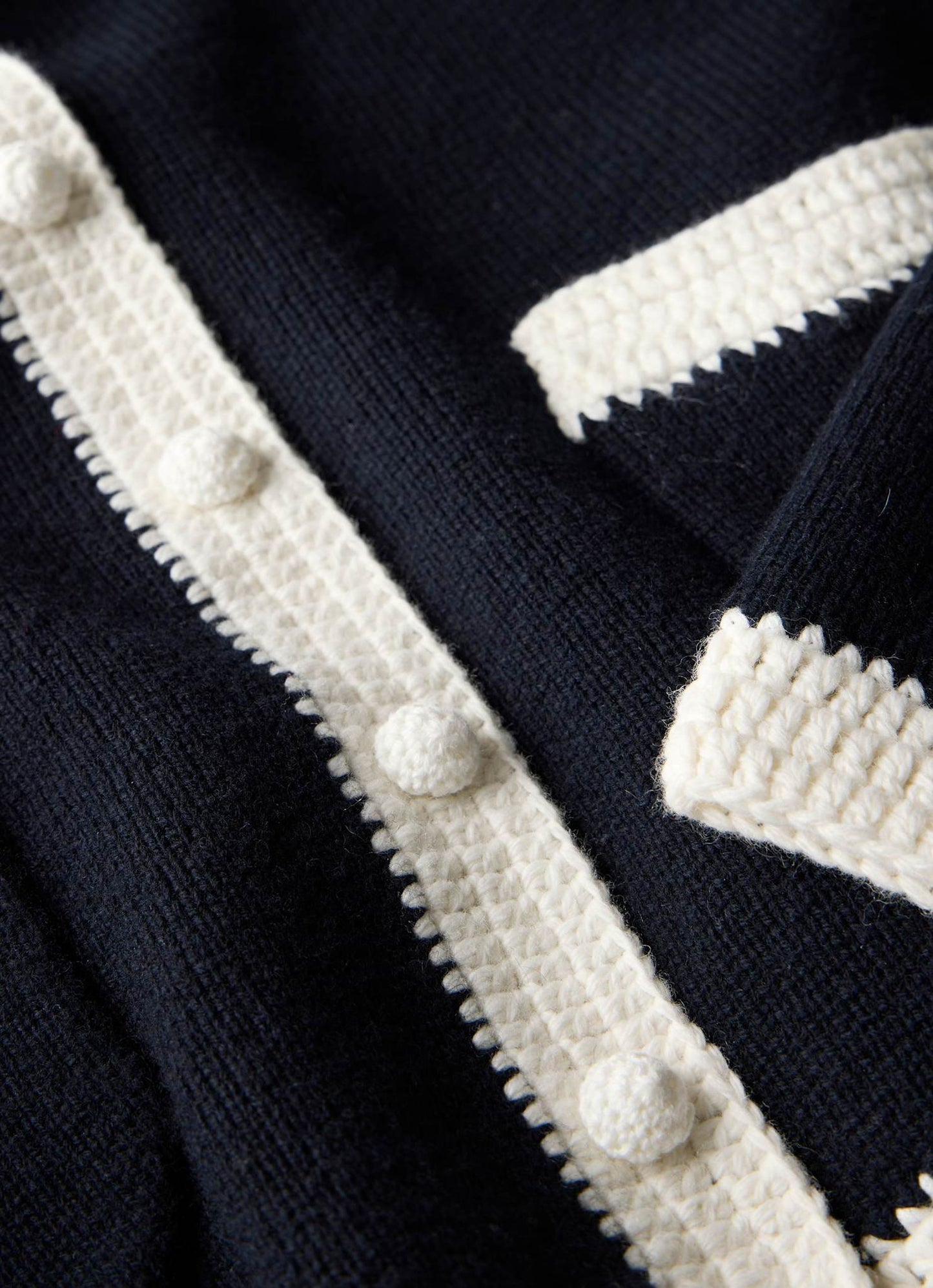 Navy Crochet Cotton Blend Jacket