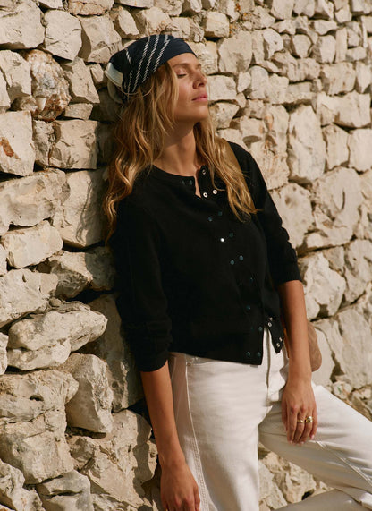 Navy Lightweight Cotton Blend Cardigan