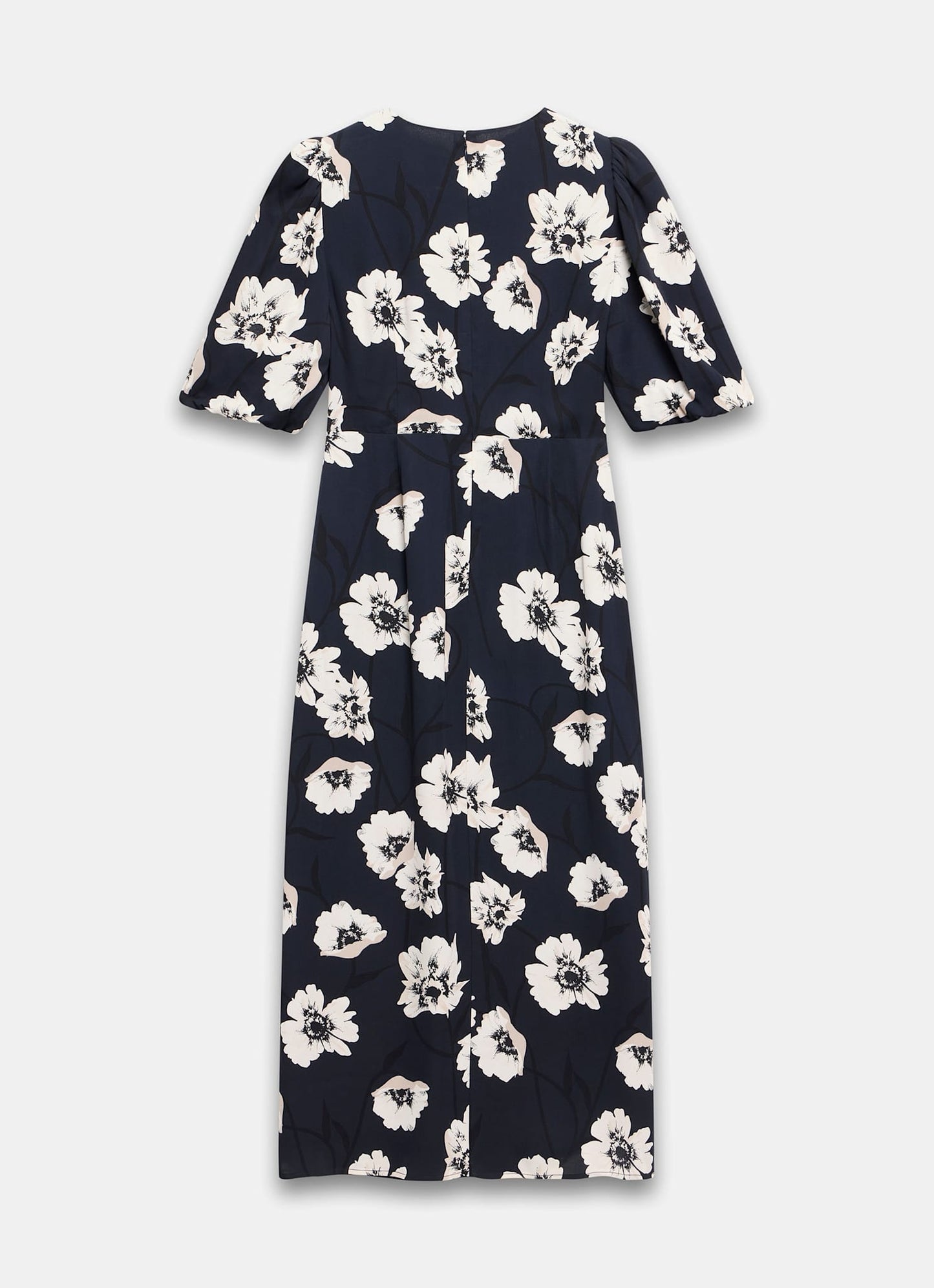 Navy Floral Print Midi Dress