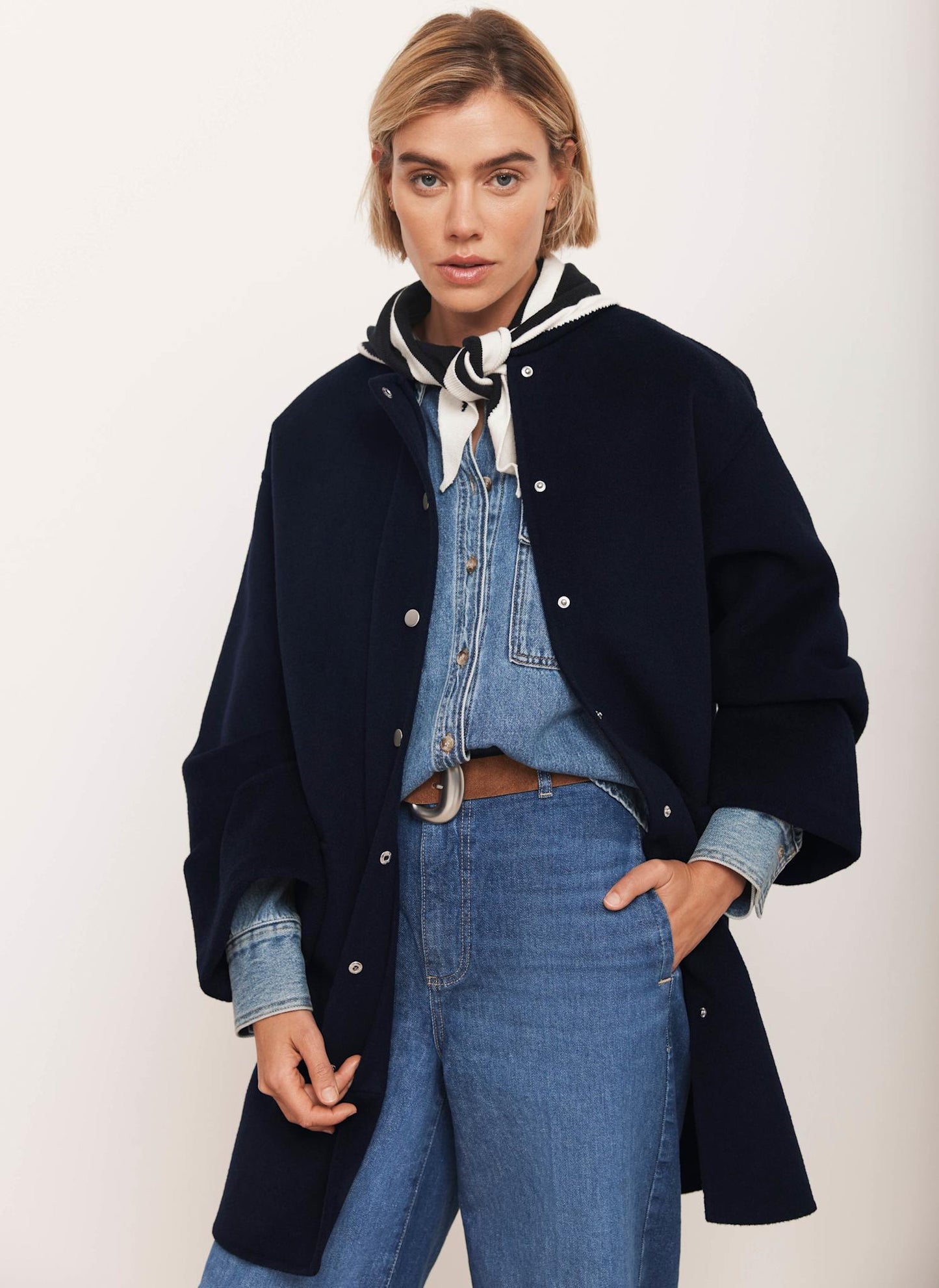 Navy Wool Blend Hand Finished Coat