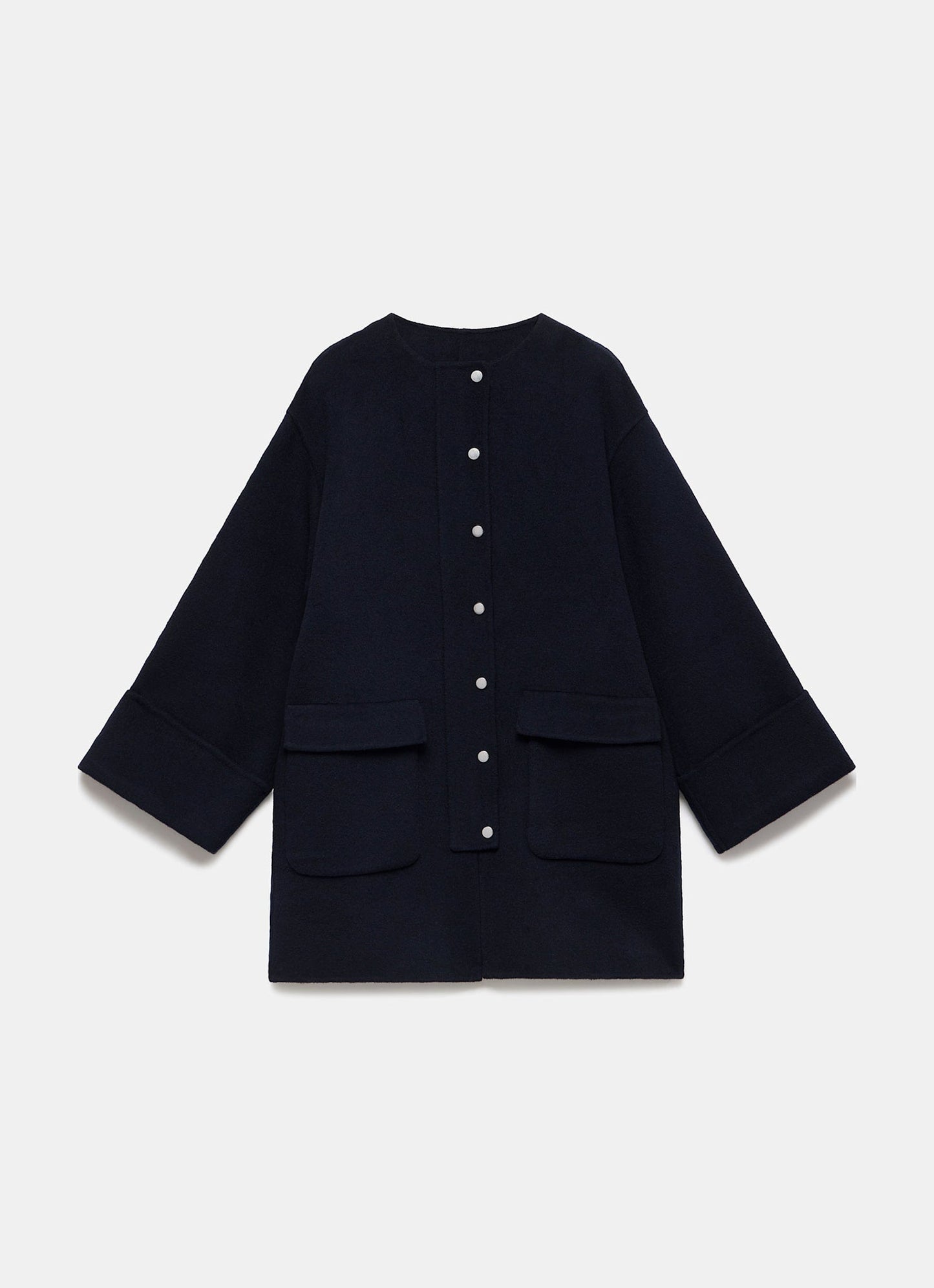 Navy Wool Blend Hand Finished Coat