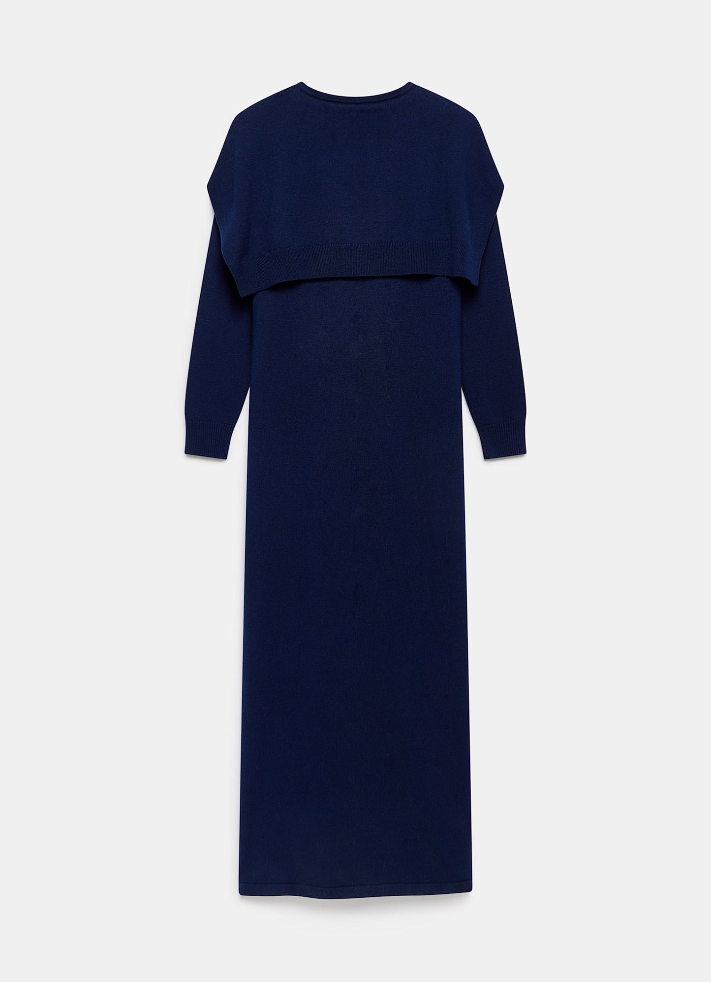 Navy Scarf Detail Knit Midi Dress