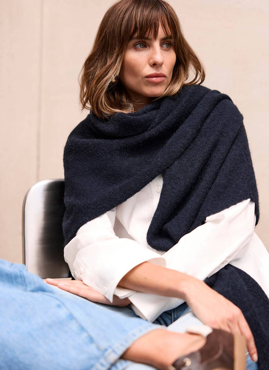 Navy Knit Shawl