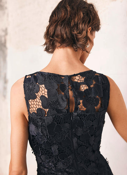 Navy Floral Applique Maxi Dress