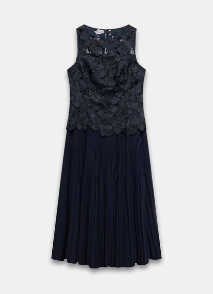 Navy Floral Applique Maxi Dress