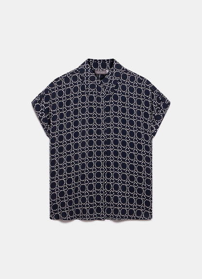 Navy Abstract Print Resort Shirt
