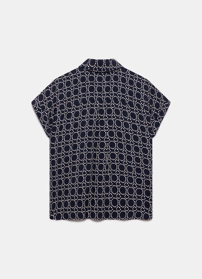 Navy Abstract Print Resort Shirt