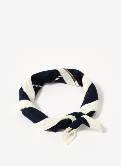 Navy Print Square Neck Scarf