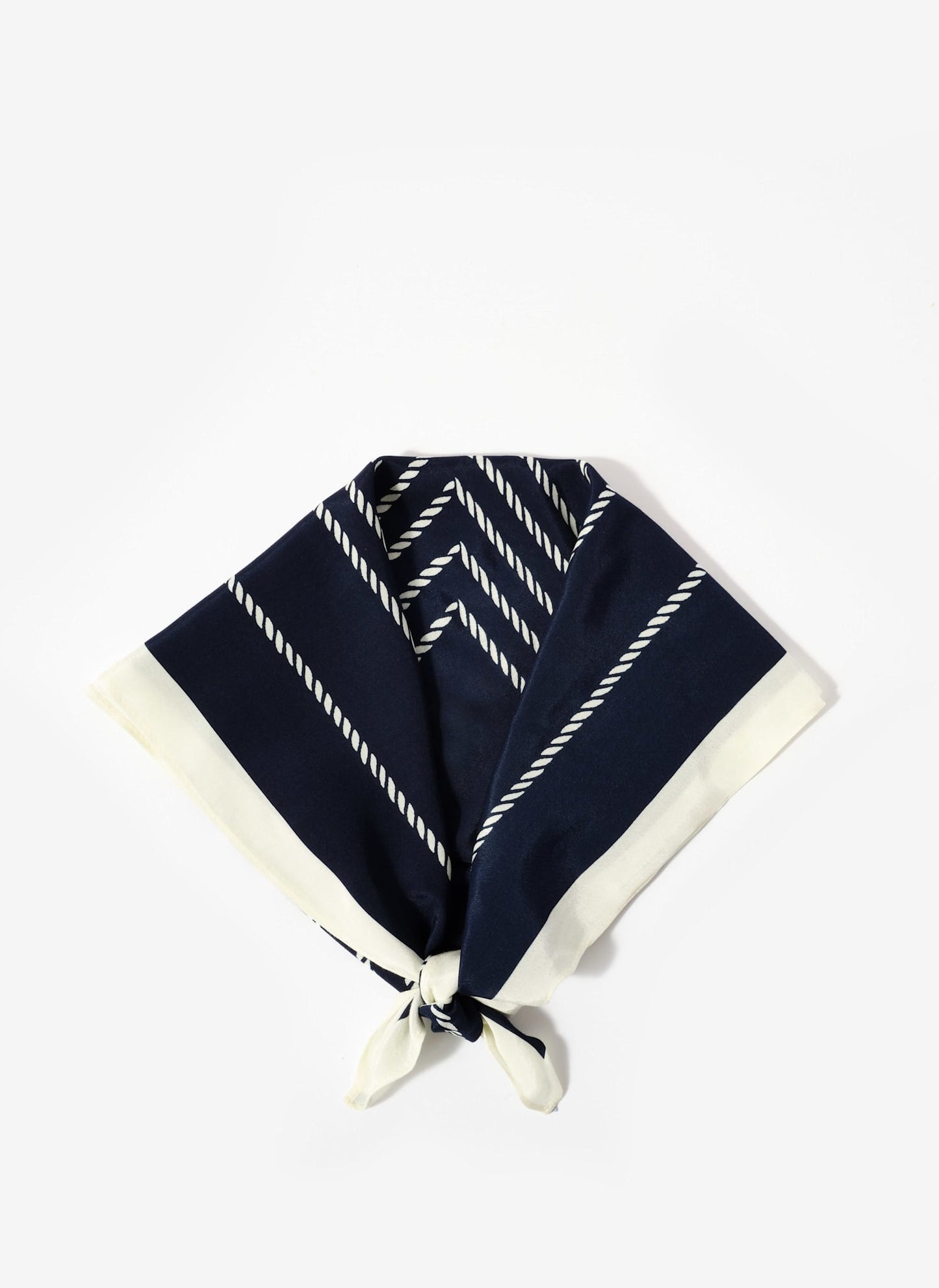 Navy Print Square Neck Scarf
