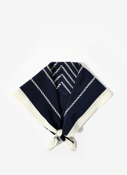 Navy Print Square Neck Scarf