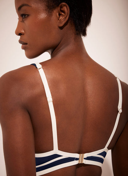 Navy Tipped Bikini Top