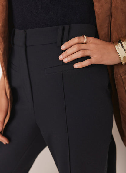 Navy Tailored Bootcut Trousers