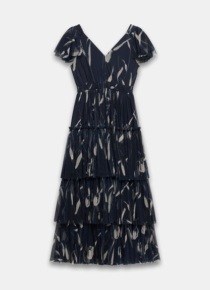 Navy Floral Print Maxi Dress