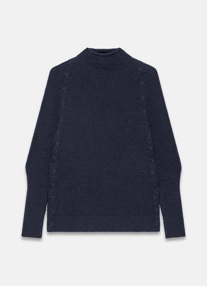 Navy Whipstitch Cotton Blend Jumper
